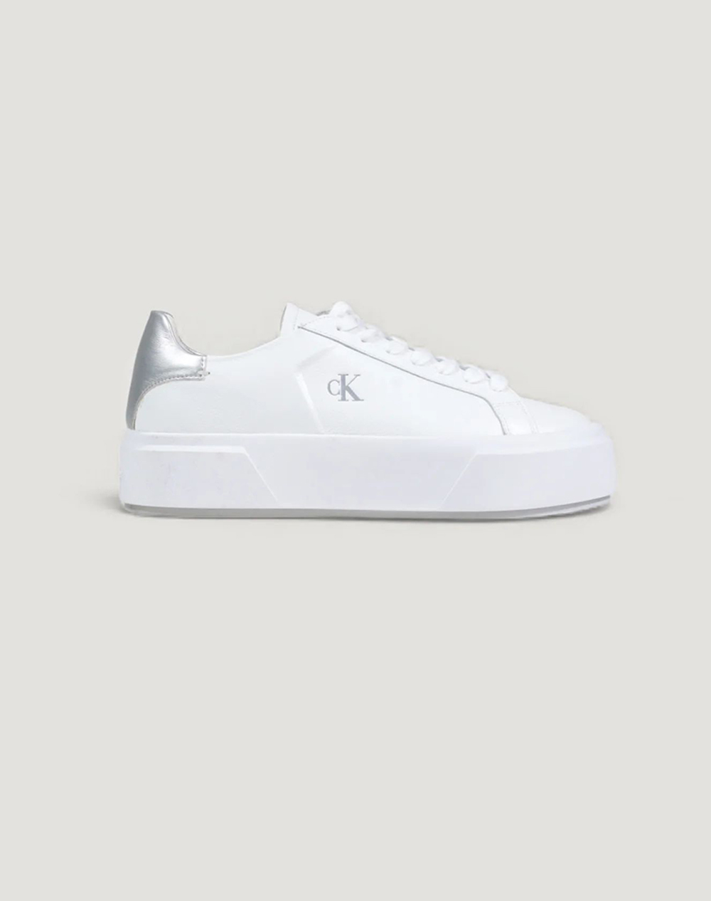 Calvin Klein Jeans Flatform Lace Up Lth Met Mg Γυναικείο Sneakers Άσπρο