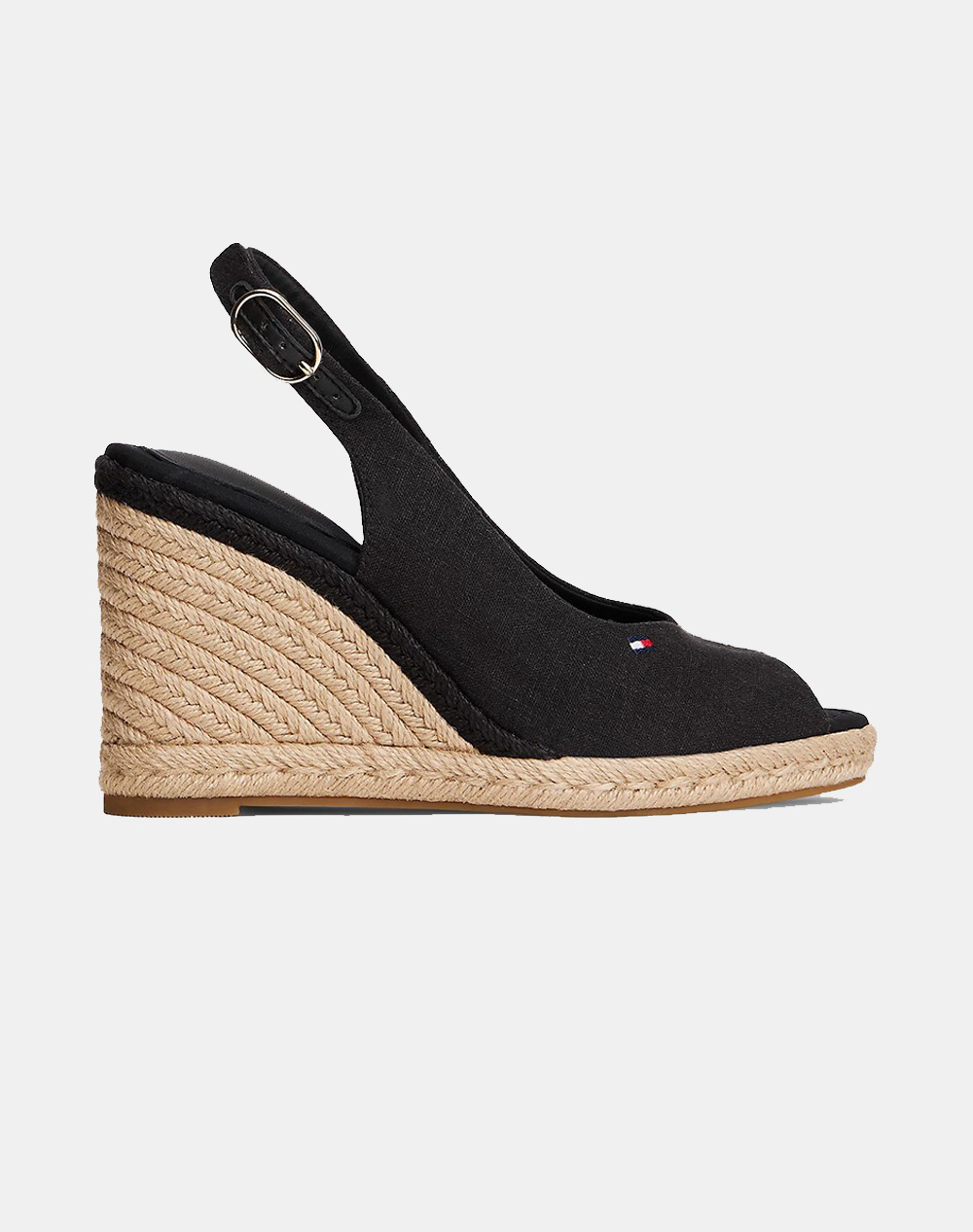 Tommy Hilfiger Flag High Wedge Espad Slingback Γυναικείο Εσπαντριγιες/Σανδαλια Μαύρο