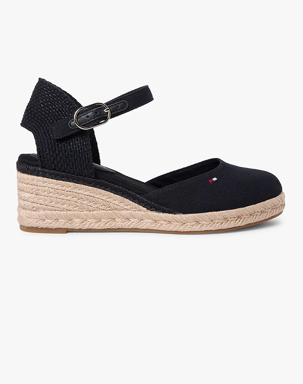 Tommy Hilfiger Mid Wedge Espad Closed Toe Γυναικείο Εσπαντριγιες/Σανδαλια Μαύρο