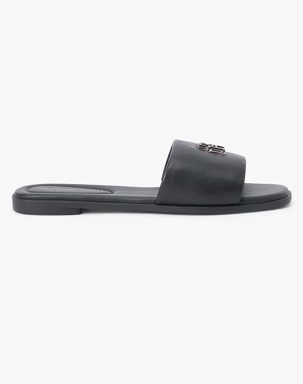 Tommy Hilfiger Th Logo Hardware Leather Mule Γυναικείο Εσπαντριγιες/Σανδαλια Μαύρο